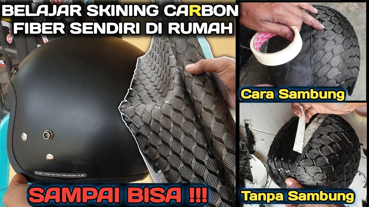 KENAPA HARUS SAMBUNG ? KALAU BISA UTUH, SKINING CARBON helm bulet motif kubus rubik