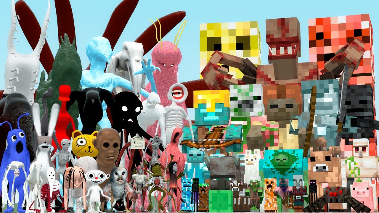 TREVOR HENDERSON CREATURES VS MINECRAFT MONSTERS (Garry's Mod)