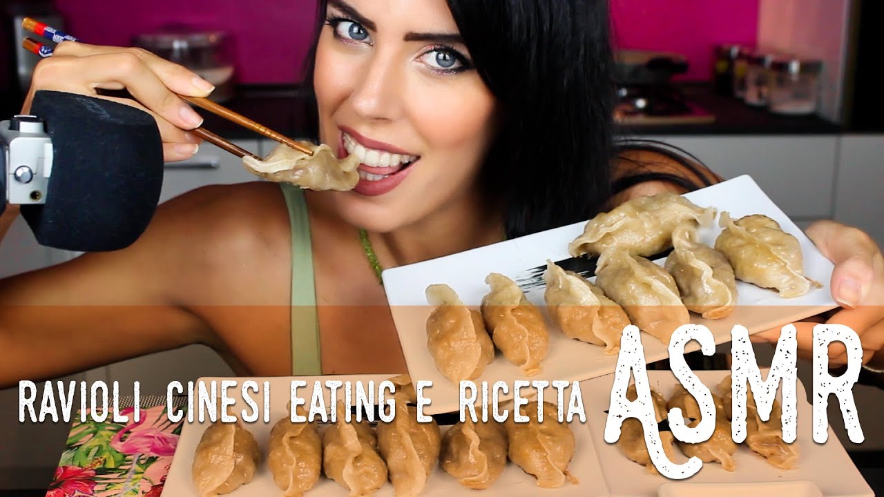 ASMR ita - 🥟 RAVIOLI CINESI MUKBANG + RICETTA (Eating Sounds)