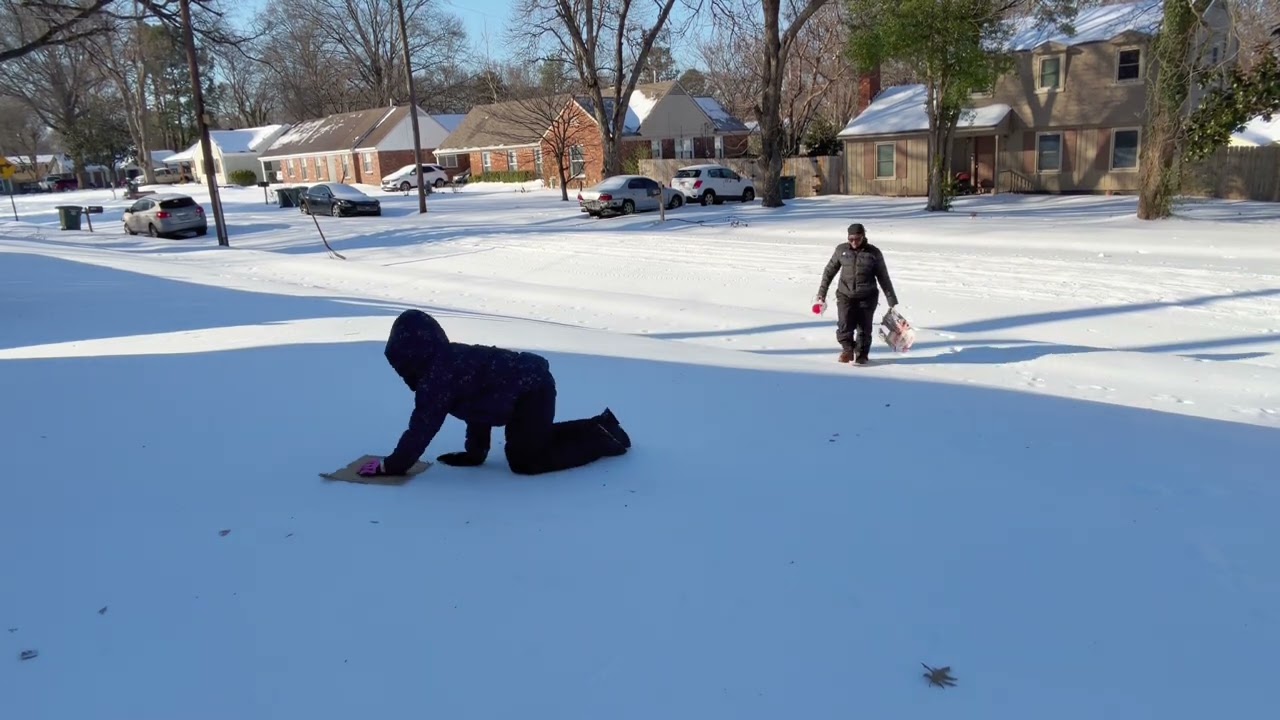 Snow day again! School is out & Trinity shouts out FRIENDS..