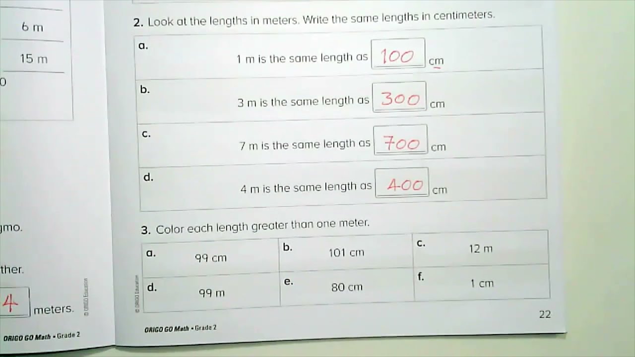 Grade 2 // Math lesson 2.10 // Length // Comparing lengths  in meters and centimeters