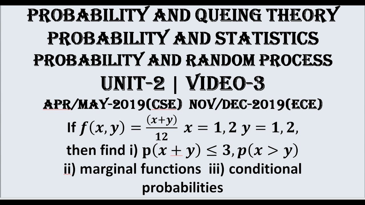 2 DIMENSIONAL DISCRETE RANDOM VARIABLES | PQT, PRP, P&S UNIT-2 | VIDEO-3
