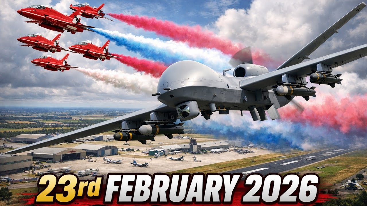 Red Arrows Winter Training 23rd Feb 2026 & Protector Drone #redarrows #rafwaddington #raf #drone #uk