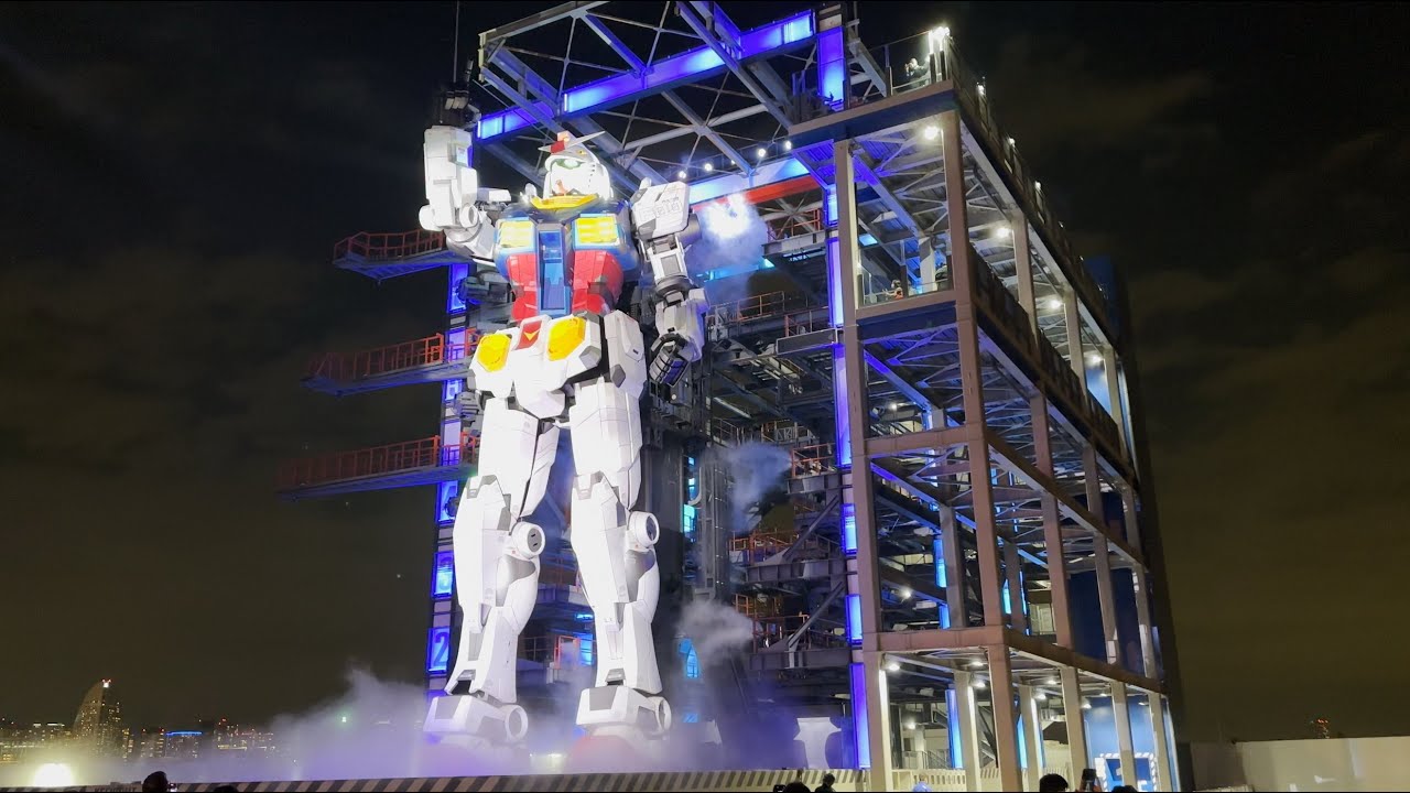 [4K] Night GUNDAM Robot in Japan GUNDAM FACTORY YOKOHAMA Gundam moves in Yokohama!