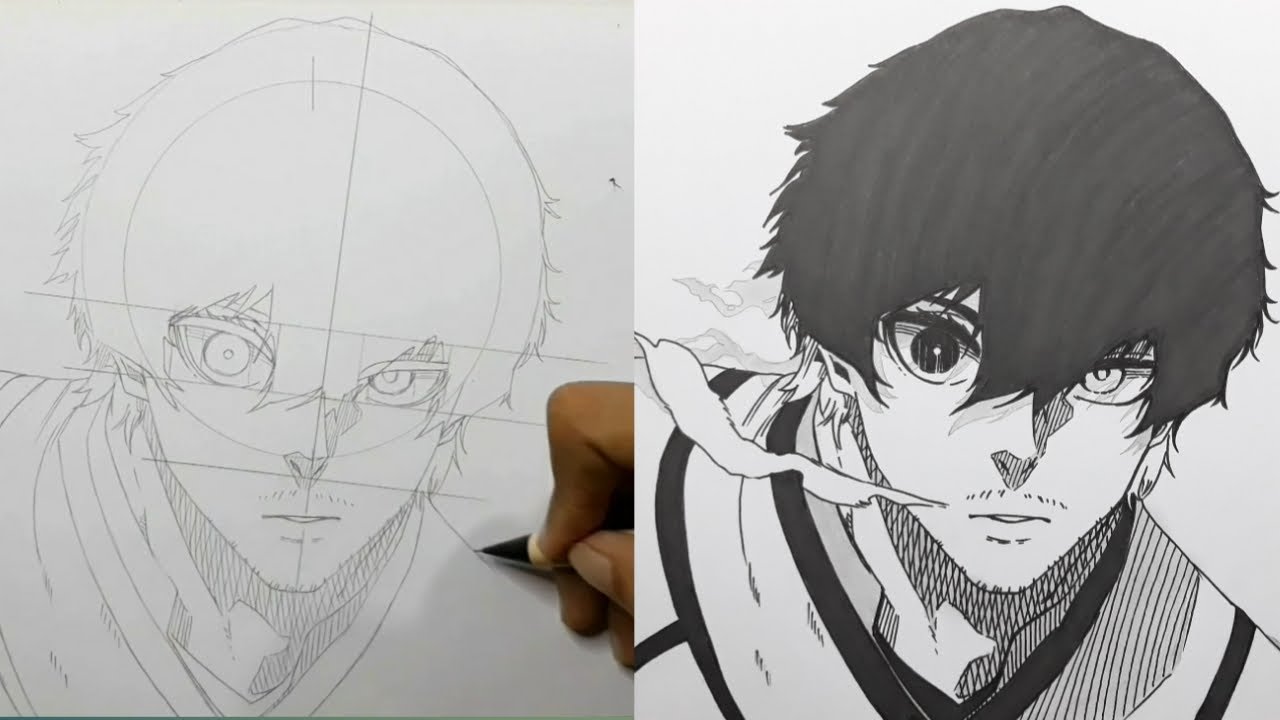 Cara menggambar Oliver Aiku - Blue Lock