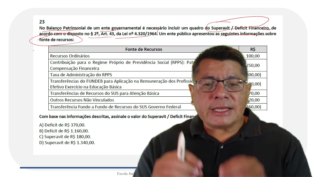 Contabilidade Pública - Balanço Patrimoial - Quadro de Déficit ou Superávit Financeiro.