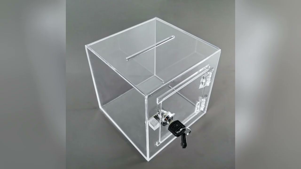 15596 6x6x6 inches clear acrylic plexiglass donation box tithes offering suggestion tip box cube 3D