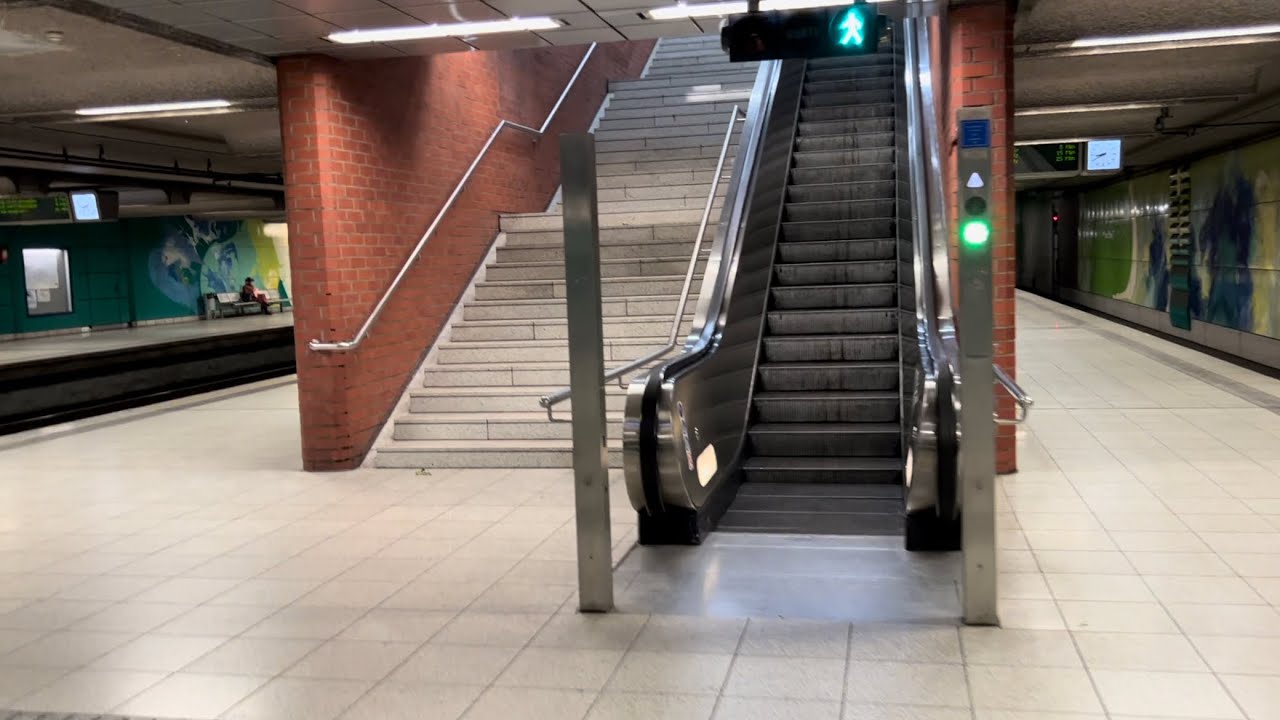 Dortmund, Germany. 10x Escalator ride at Stadtgarten Stadtbahn Station with walk around