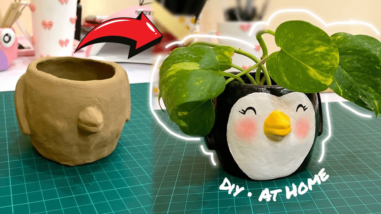 DIY Penguin Planter ✨ | EASY Air Dry Clay Tutorial for Beginners