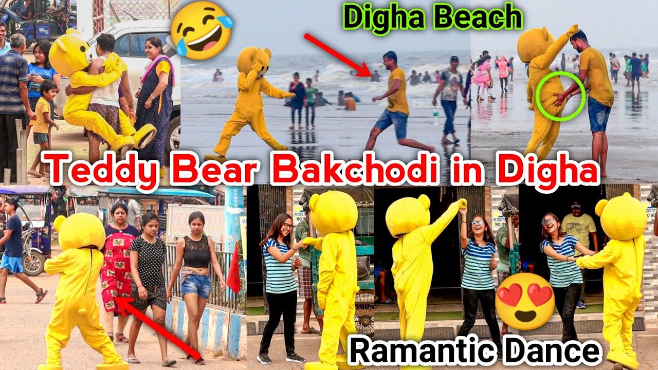 Teddy Bear Dance With Cute Girl😍| Digha Beach Site Bakchodi 😂| Prank in India | Crazy Teddy
