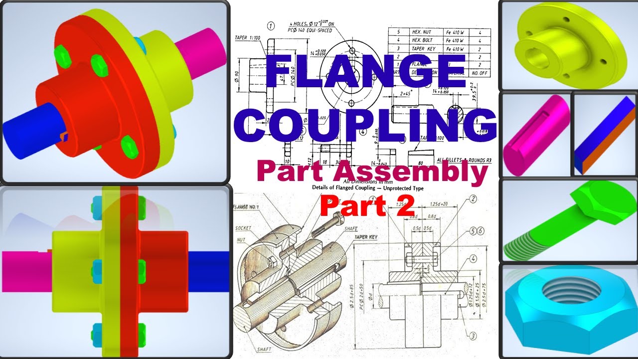 Flange Coupling -  Assembly | Autodesk Inventor | ME8681 | CADD| Design Engineering | Tamil