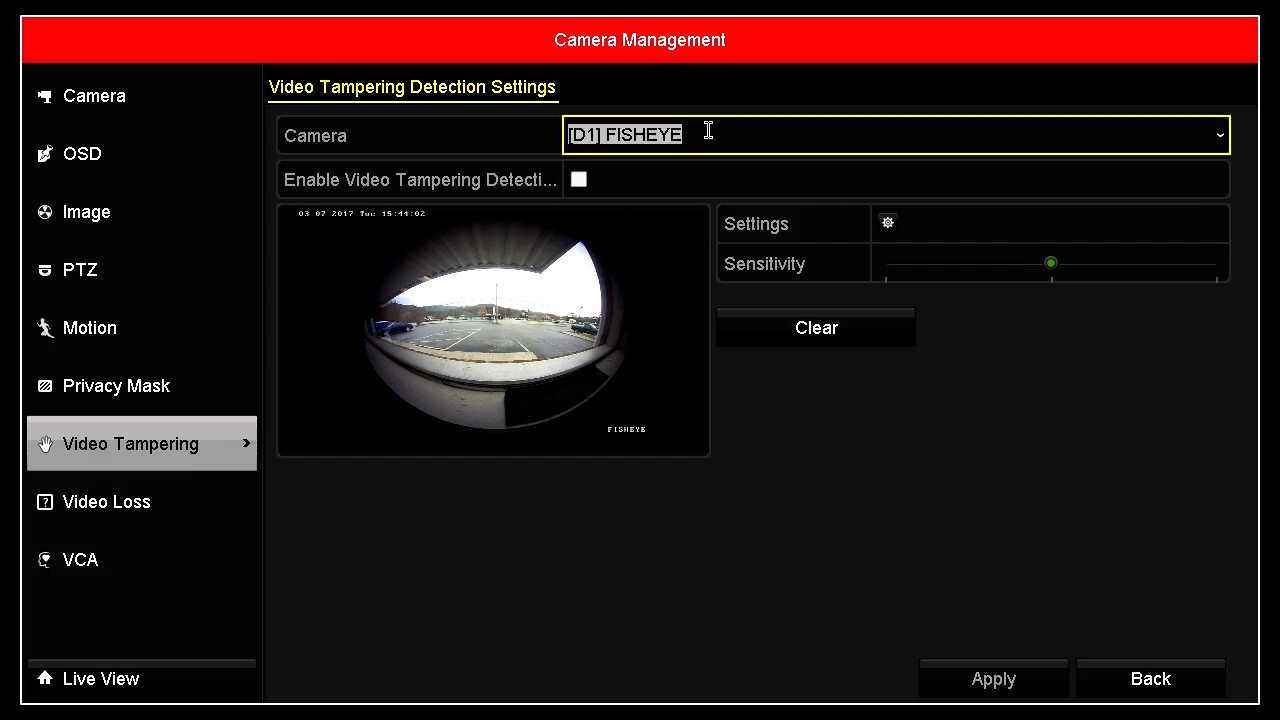 How to enable Video Tampering on an Arcdyn NVR