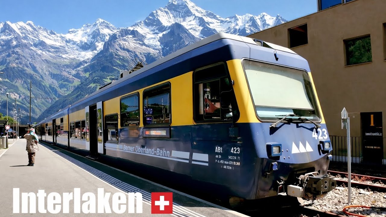 Beautiful Train Journey | Interlaken to Grindelwald Switzerland 🇨🇭 [4K]