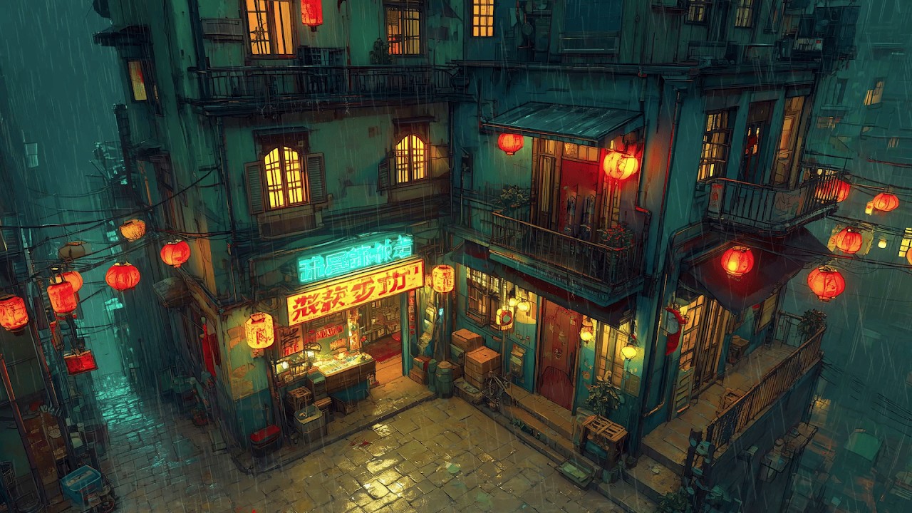 Old Town Alley Rain, 1980s Japan 🌧️ Lofi Hip Hop & Chillhop | Rainy Ryokan Ambience