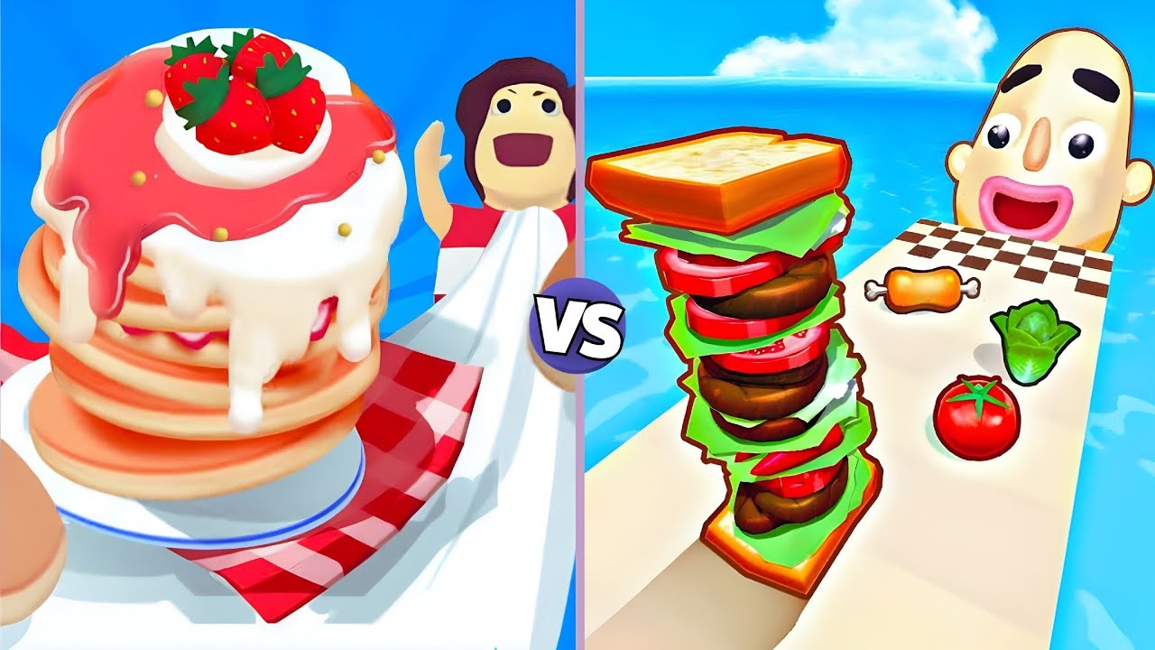 Pancake Run vs Sandwich Runner | All Level Gameplay - NEW BIG UPDATE - Android,iOS”Gameplay