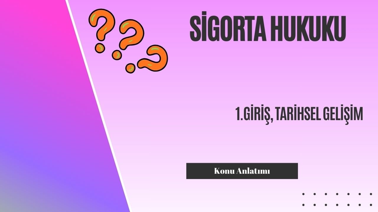 1. Sigorta Hukuku, Giriş, Tarihsel Gelişimi Konu Anlatımı