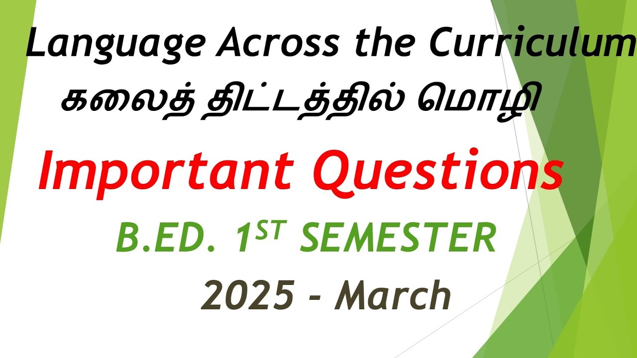 LANGUAGE ACROSS THE CURRICULUM IMPORTANT QUESTIONS- B.ED- 1ST SEMESTER- TNTEU @Starsclassroom99