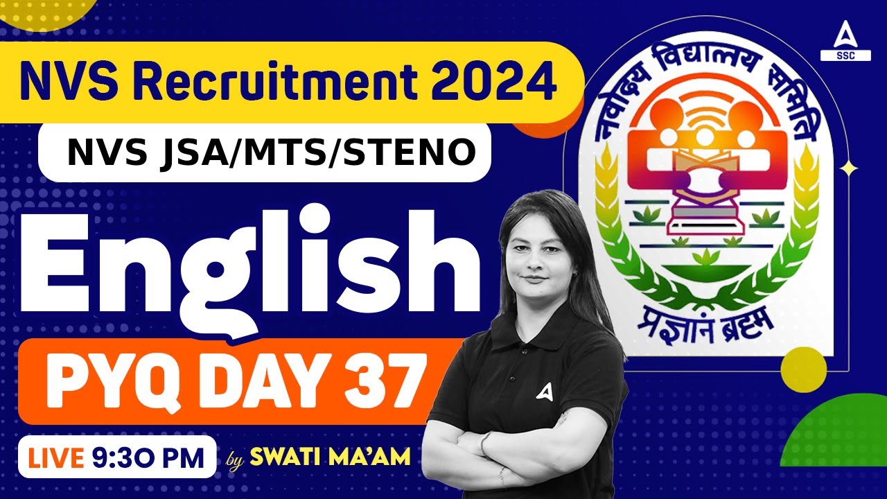 NVS Non Teaching Classes 2024 | NVS NonTeaching English Previous Year Question Paper by Swati Mam 37