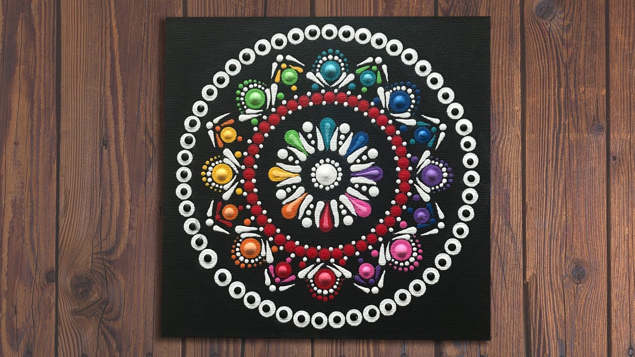 How to Paint a dot mandala on 6 x 6 inch canvas Tutorial - video 345
