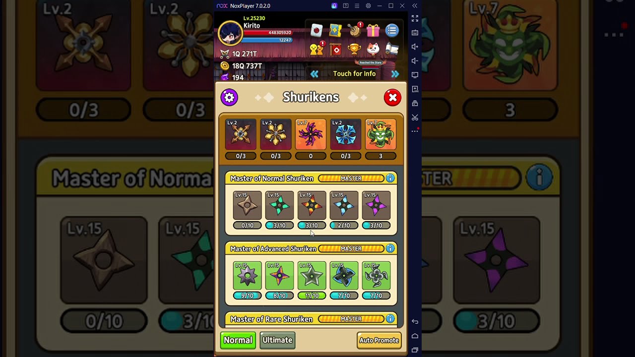 [Idle Ninja Online] Lost shoes (hard) farm 25000 lvl, physical build.