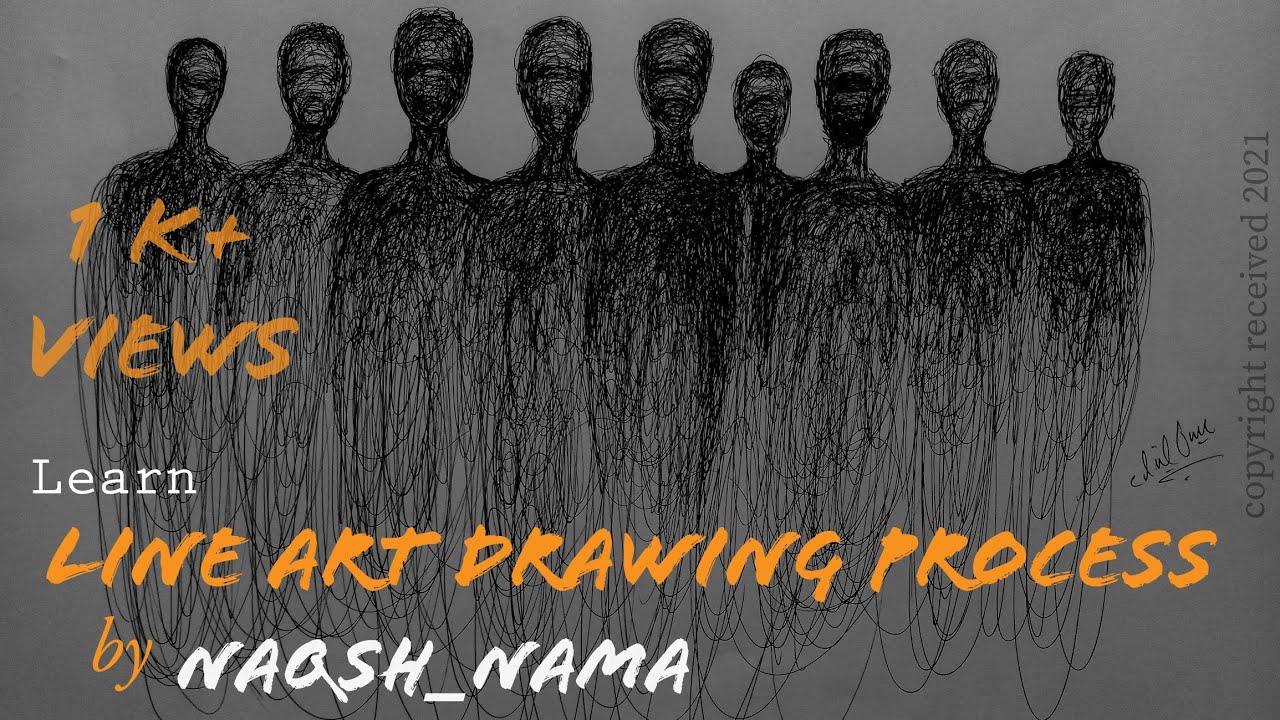 Line Art Drawing Process |Dark Figures|Step by Step Tutorial Easy| ft. NAQSHNAMA