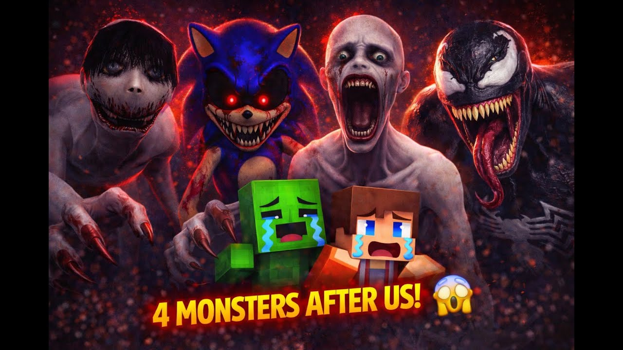 WE GOT HUNTED BY 4 MONSTERS… 😱 | JJ & Mikey Minecraft Horror