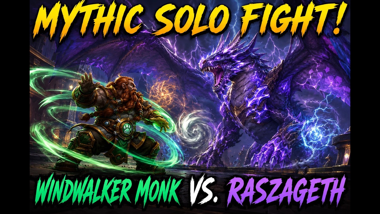 WOW Raszageth Mythic Solo Windwalker Monk #solo #worldofwarcraft #bossfight