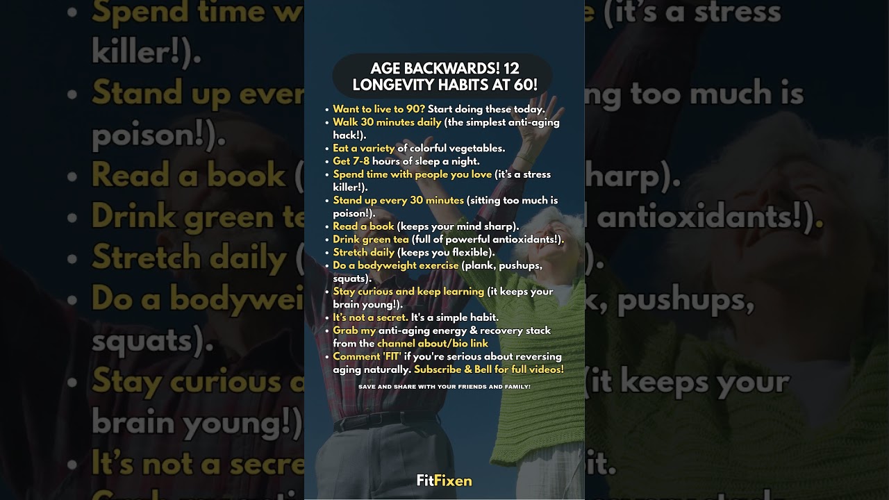 👆 Age Backwards! 10 Longevity Habits That Add Years to Your Life After 50! #FitFixen #shorts