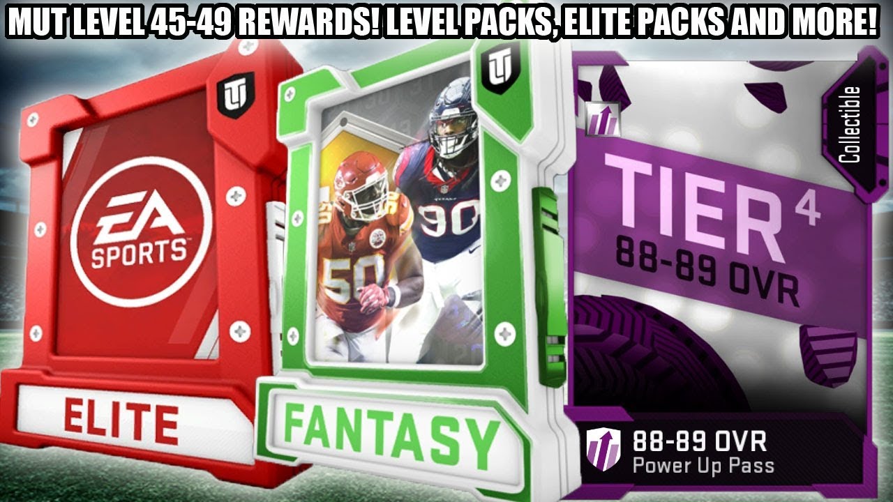 MUT LEVEL 45-49 REWARDS! PLAYER PACKS, ELITE PACKS, 88-89 POWER UP PASS! | MADDEN 19 ULTIMATE TEAM