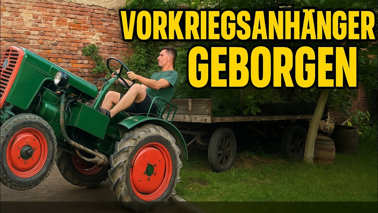 Ein echtes Automobil-Relikt–Vorkriegs-Anhänger mitten in der Stadt entdeckt!Lanz Bulldog Anhänger? 🤔