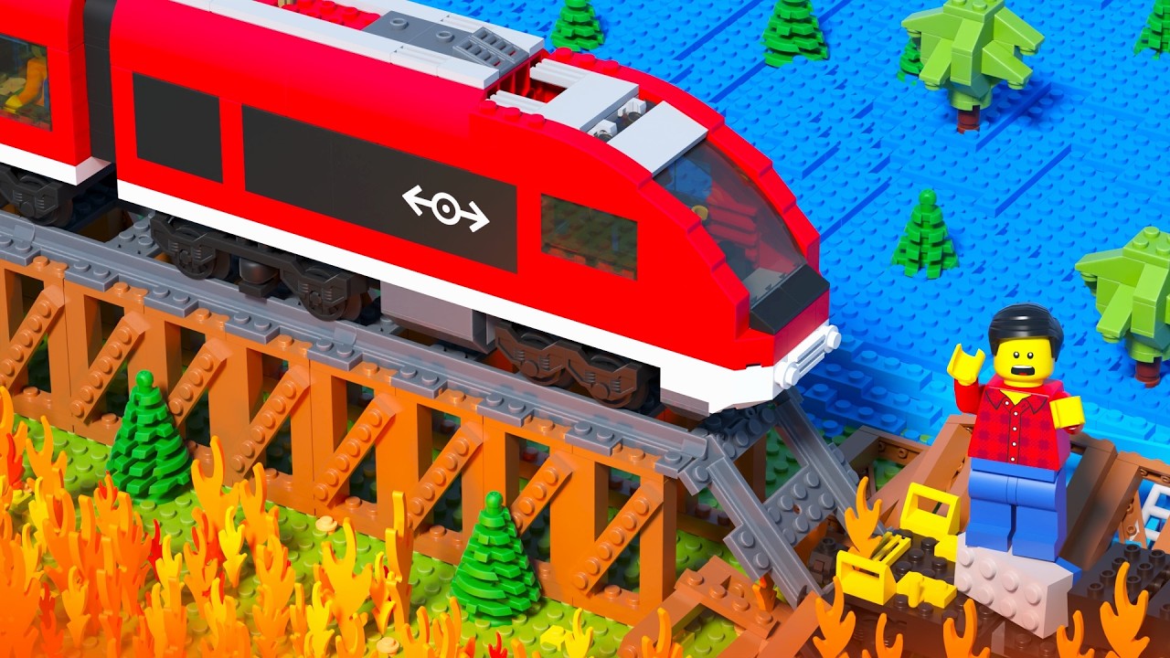 LEGO Train vs FIRE BRIDGE: Can it cross? (EPIC FAIL)
