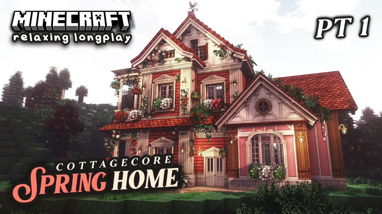 💐🌸Cottagecore Spring House / Minecraft Creative Relaxing Longplay Pt 1 [No Commentary]