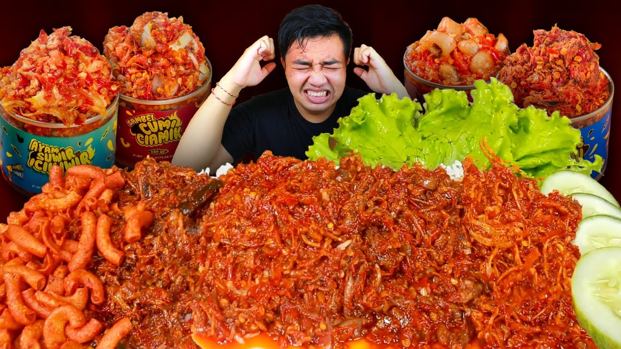 PANAS 🥵 MUKBANG EAT SAMBAL CUMI CIAMIK, CAKALANG DIADUK KE NASI HANGAT + MAKARONI PEDAS