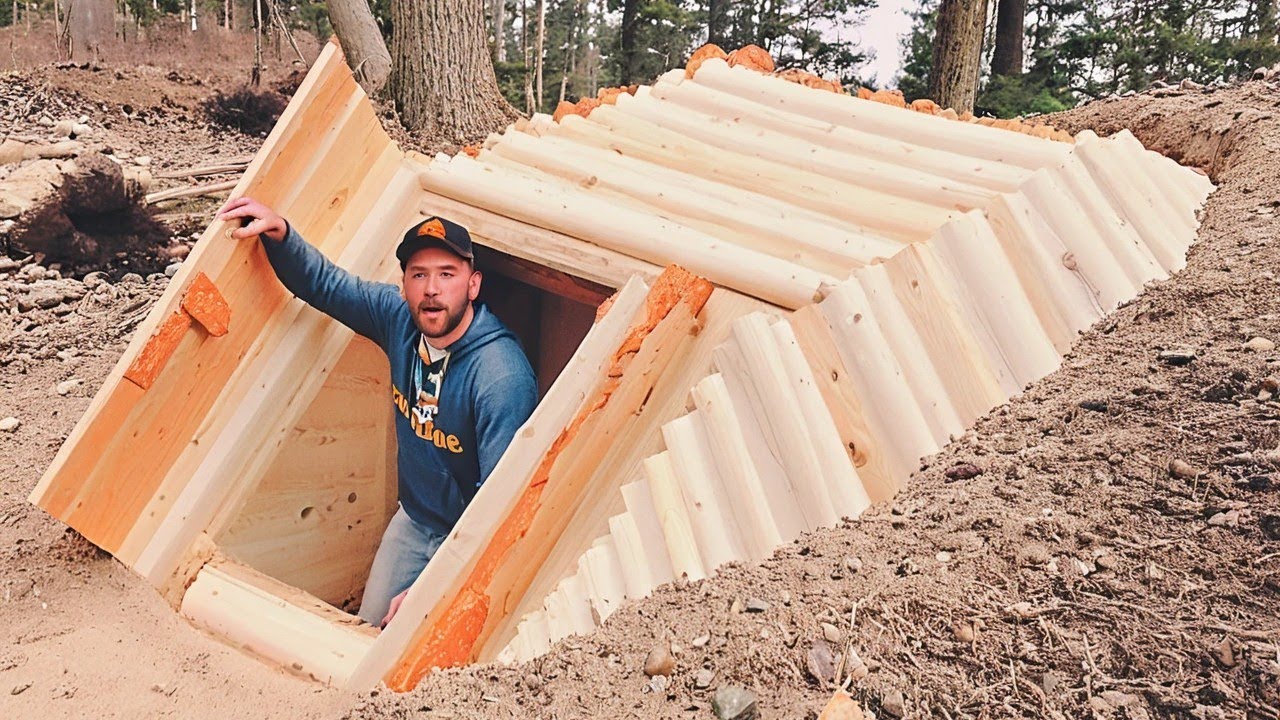 How a Man Builds a SECRET Dugout Survival Shelter Alone | Start to Finish by @InWildForest