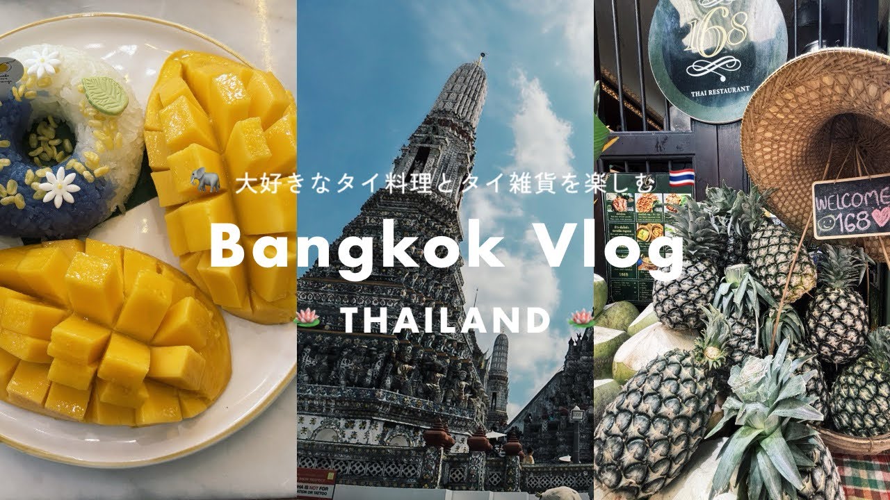 【vlog】タイ旅行🇹🇭バンコク旅行🕊️1泊3日の弾丸旅行💐寺院巡り、タイ料理、タイ雑貨を楽しむ旅🤍JAL深夜便🛫グルメ、観光、ワットアルン、ワットパクナム