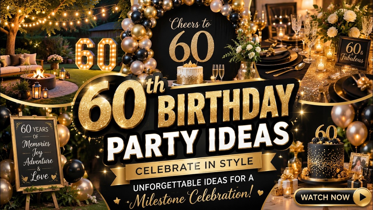 Stunning! ✨ 60th Birthday Party Ideas 2026 with Gold Balloons, Champagne Flutes & Elegant Themes