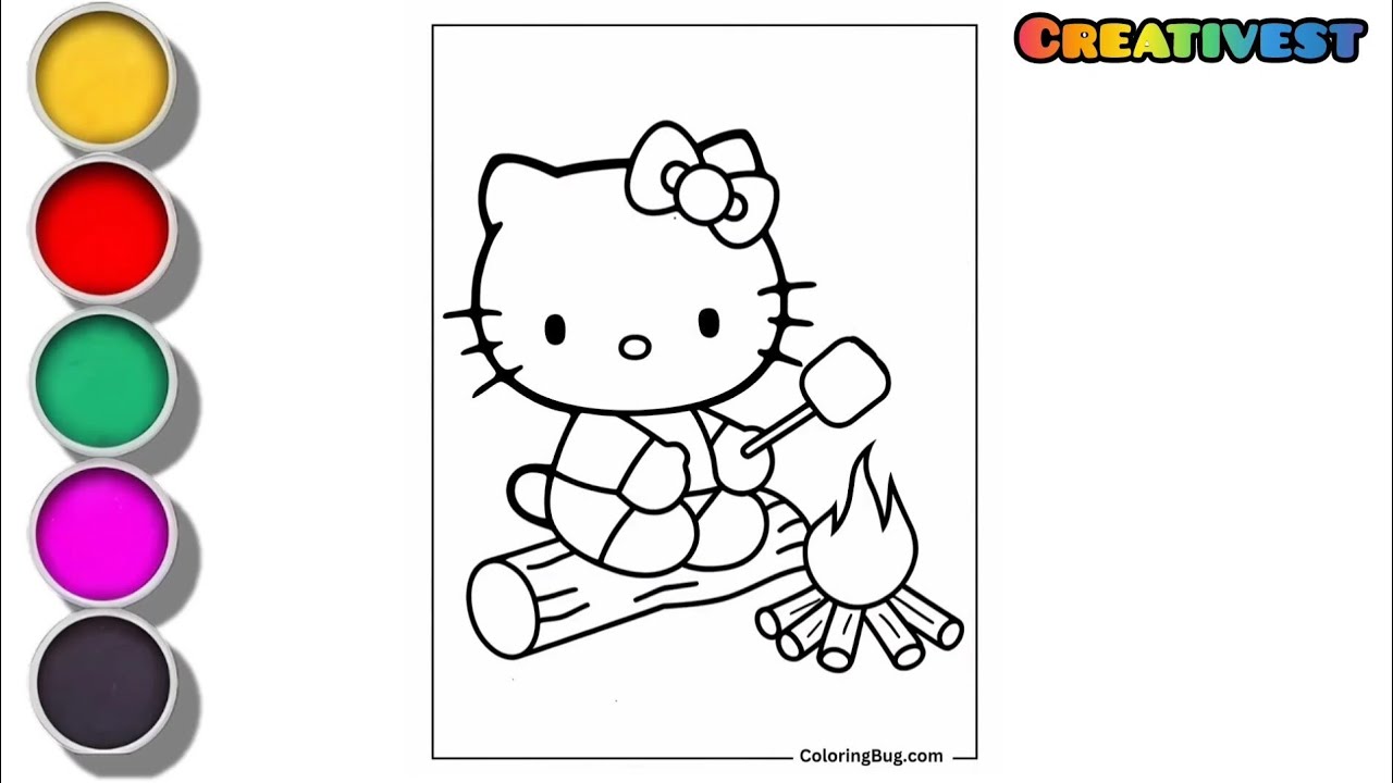 Как нарисовать Hello Kitty от Sanrio для детей и малышей // Рисунок Hello Kitty
