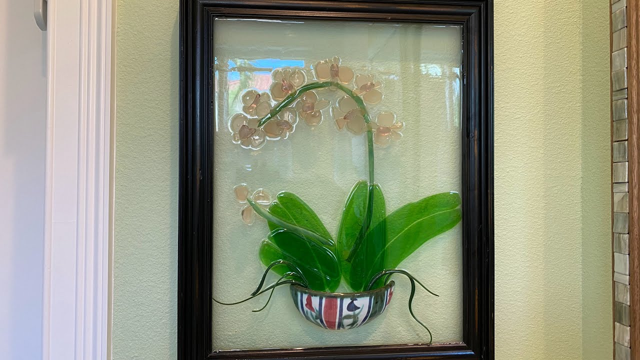 # 43 EPOXY RESIN ART  ( FAUX) SEA GLASS ORCHID, STAINED GLASS, POTTERY, VITRIGRAPH GLASS