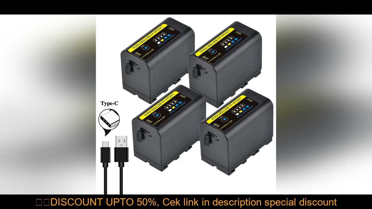 Batmax 6400mAh NP F750 NP F770 LED Power Indicator battery with Type C Port for Sony NP F960 F970 NP
