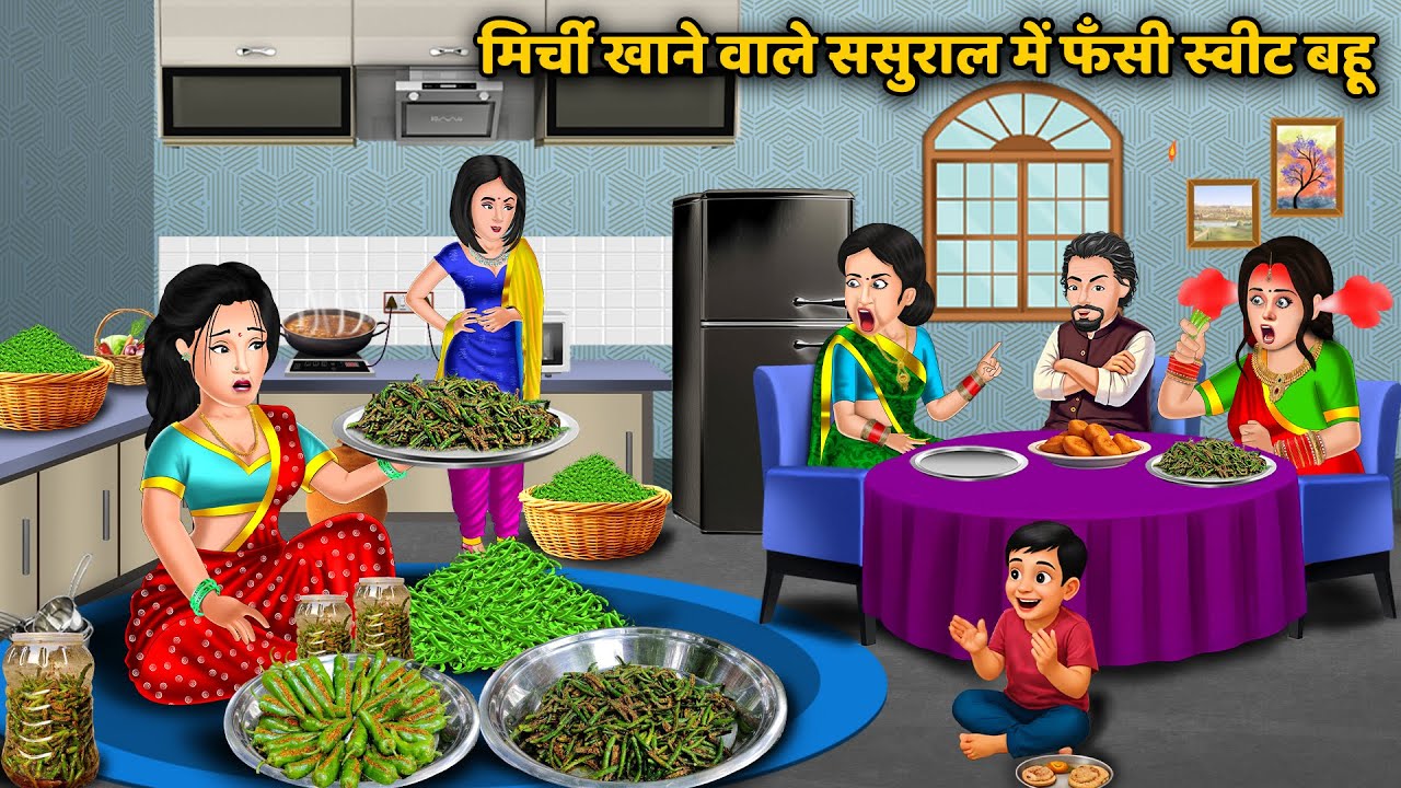 Kahani मिर्ची खाने वाले ससुराल में फँसी स्वीट बहू: Saas Bahu Drama | Hindi Moral Stories | Kahaniya