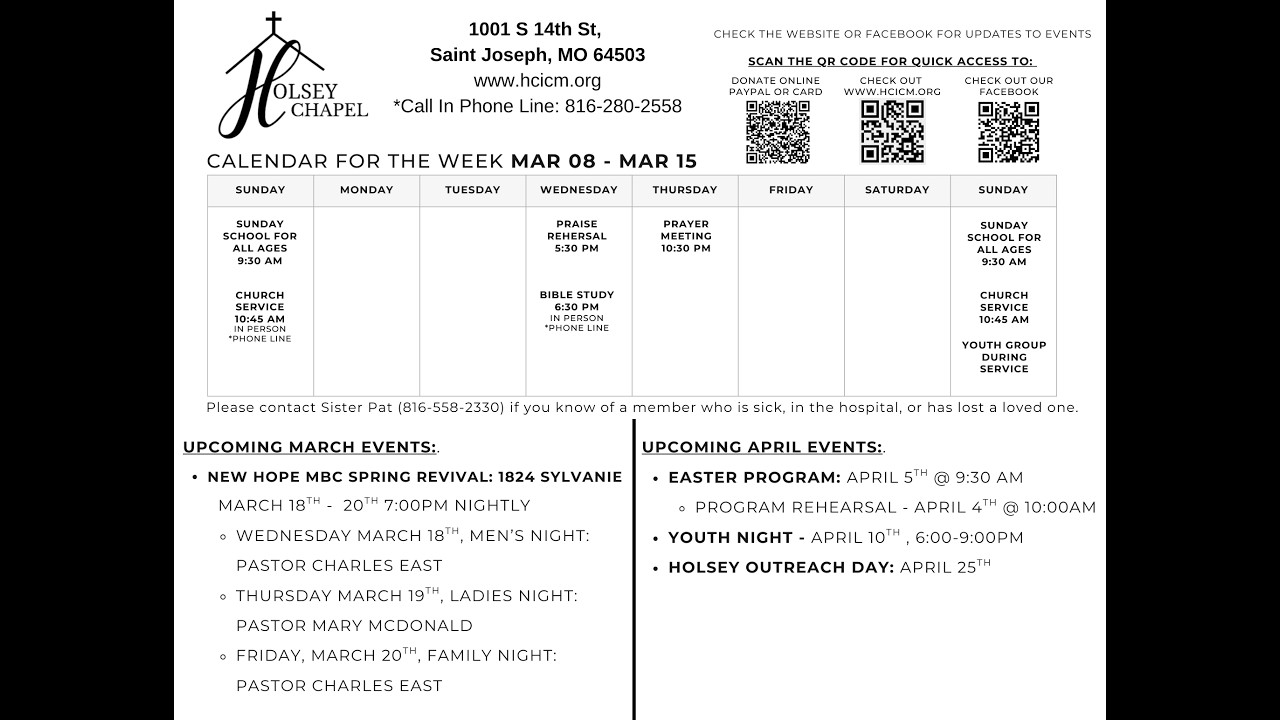 Holsey Chapel ICM Sermon for March 8, 2026-
