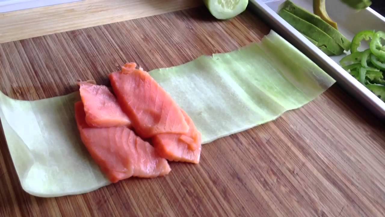sushi rollo philadelphia en pepino si arroz y sin alga receta