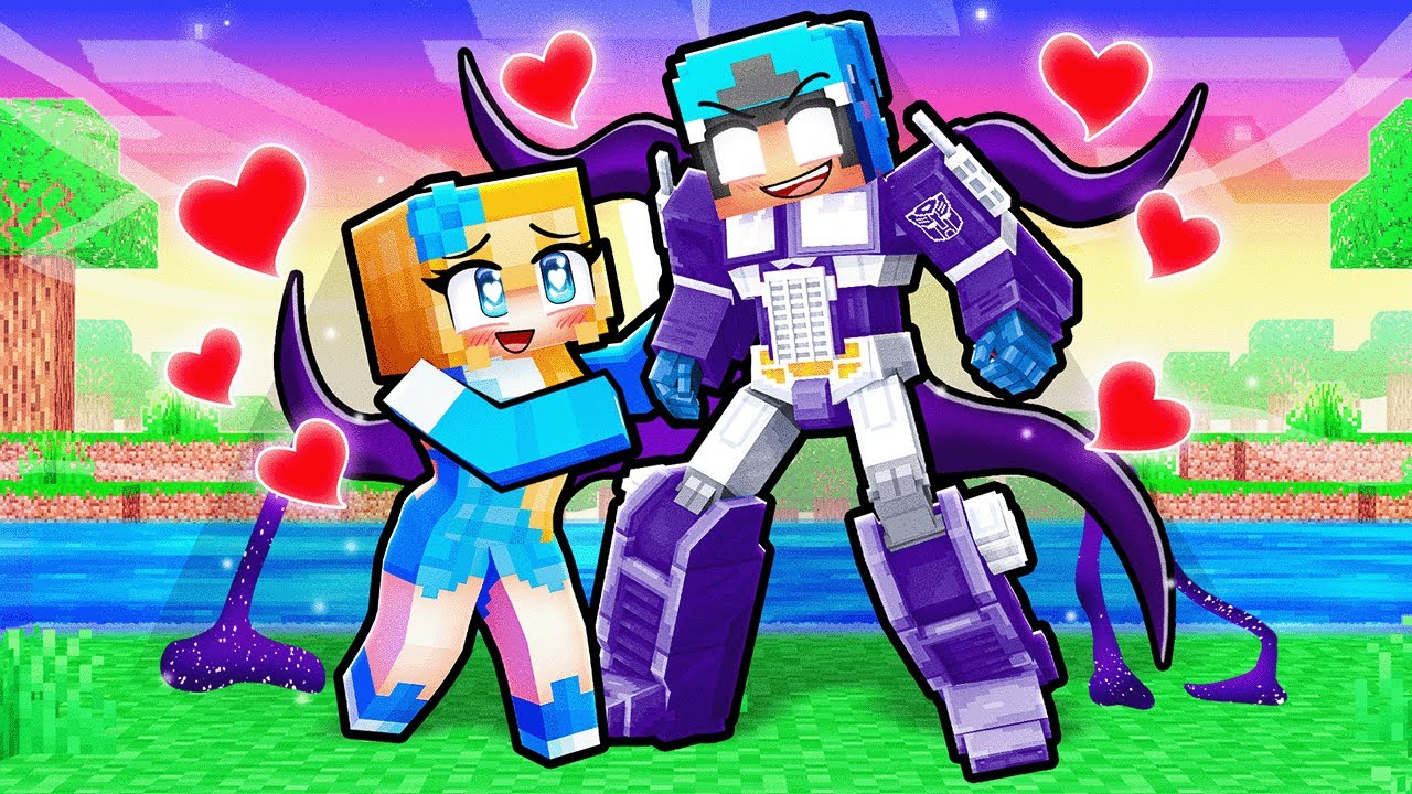 Crystal Girl and Dark Omz TRANSFORMER Love Story in Minecraft