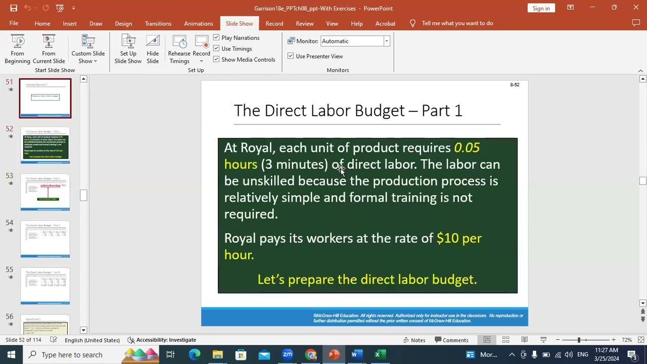 Ch 8 Managerial accounting _ Direct Labor Budget and manufacturing overhead budget