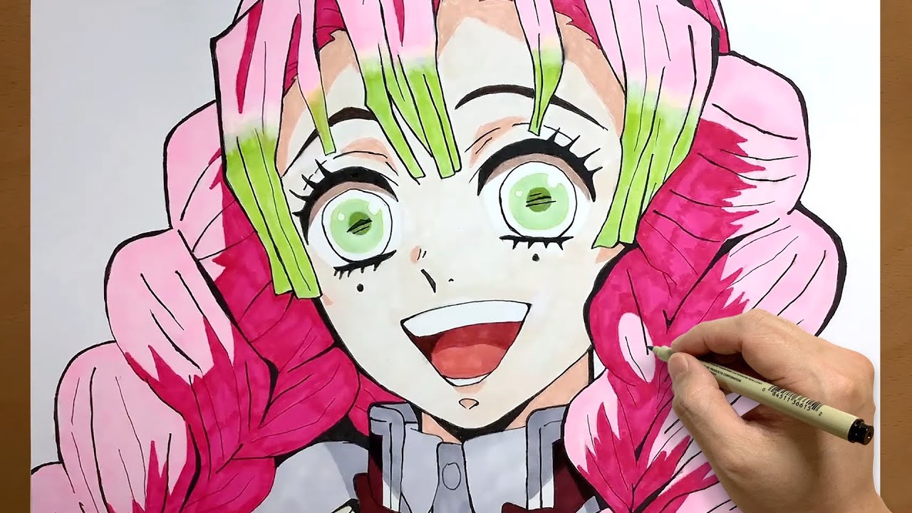 How to draw Mitsuri Kanroji from Demon Slayer || step by step || Easy to draw || draw anime