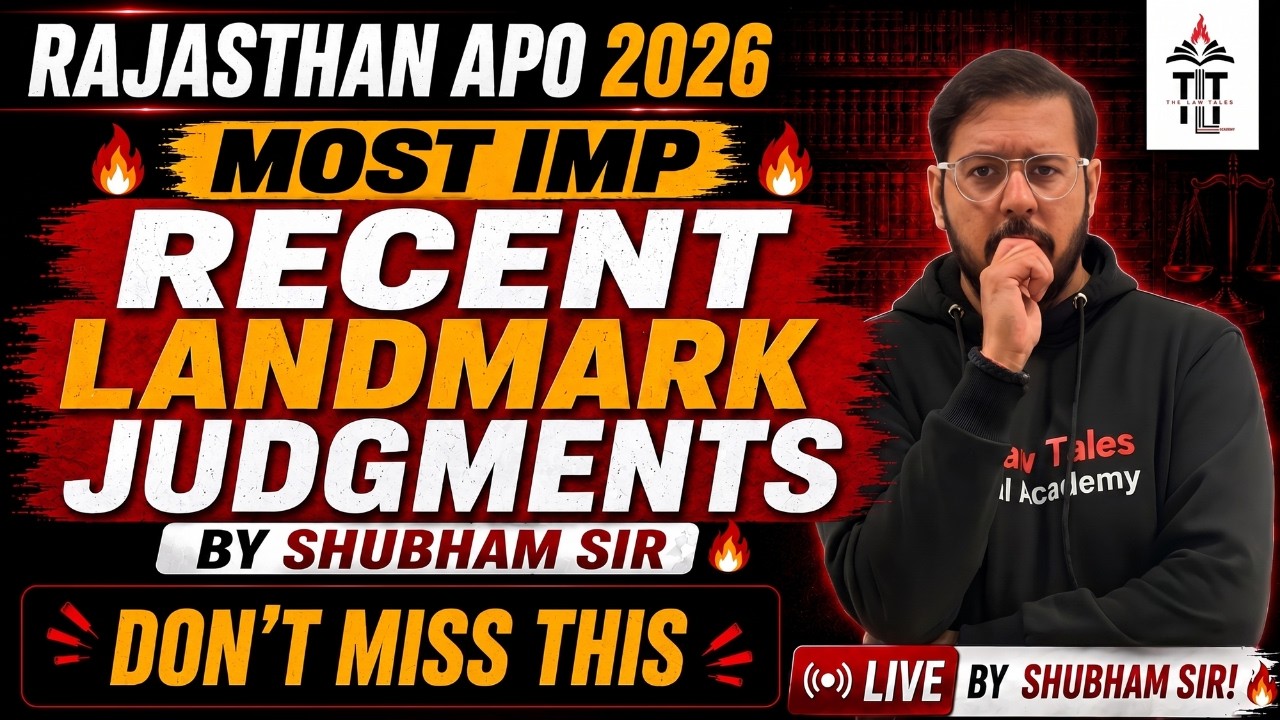 Rajasthan APO 2026 | Most IMP Recent Landmark Judgments | Live by Shubham Sir