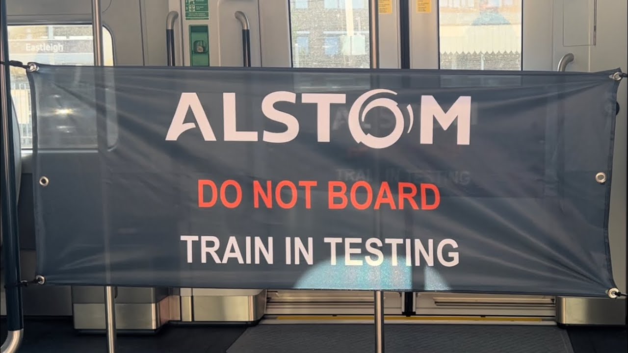 Class 701 train on test ￼at Eastleigh with cheeky door test 701048 south western railway #train