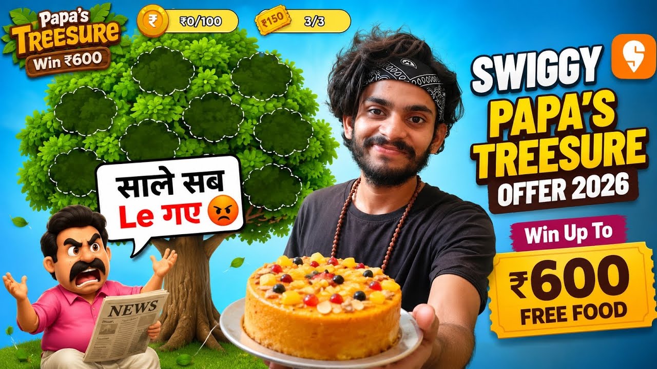🔥 Swiggy Offer Today 😱 ₹150 Coupon + Free Food Trick | Papa's Treasure Offer 2026 🍕