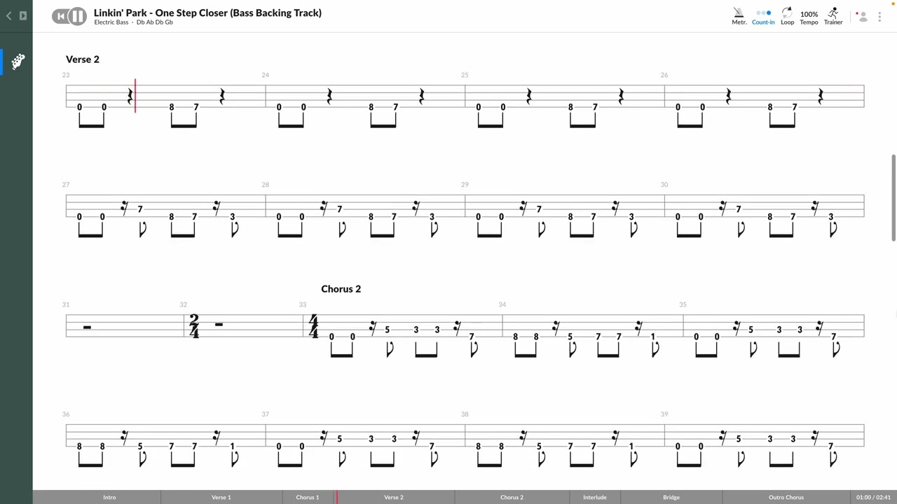 Linkin' Park - One Step CLoser (OFFICIAL BASS BACKING TRACK TAB PLAY ALONG)