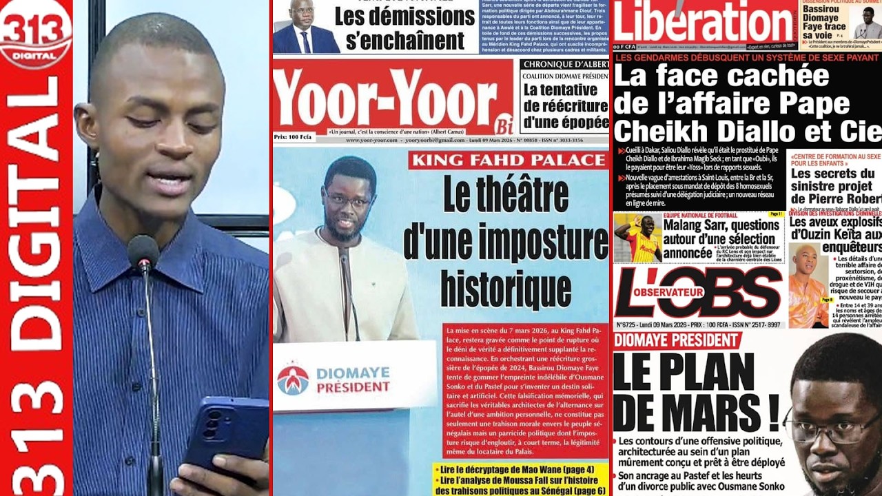 Revue de presse du Lundi 9 mars 2026 avec le journaliste Ameth Ba